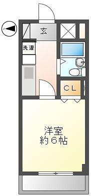 プレスト桃山(1K/2階)の間取り写真