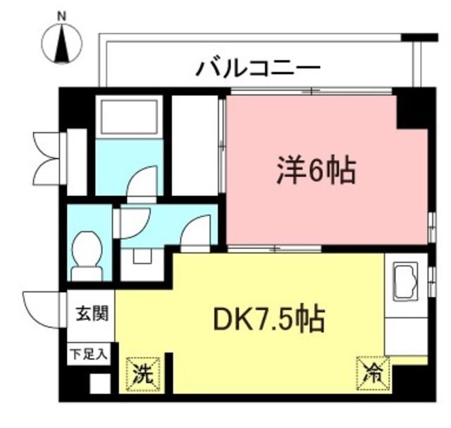 サンロイヤルハイツ(1DK/4階)の間取り写真