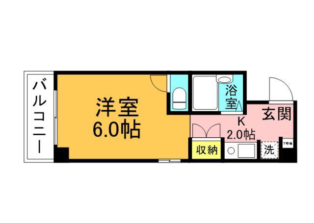 クリエーション中広(1K/4階)の間取り写真