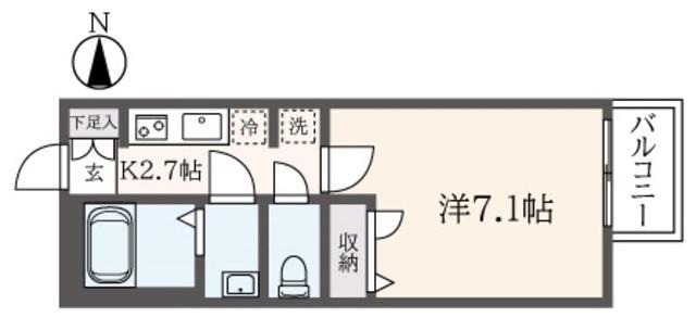 ルマ K(1K/2階)の間取り写真