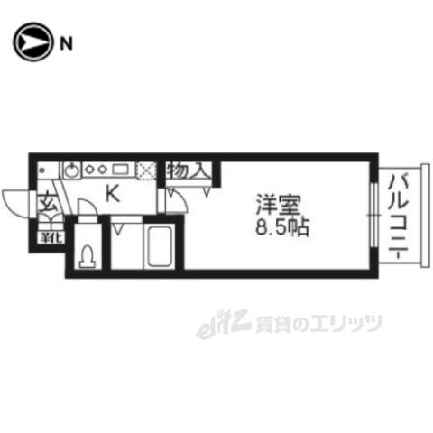 西院くめマンション(1K/3階)の間取り写真