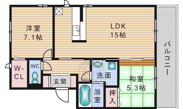 クロスロードⅡA棟(2LDK/1階)の間取り写真