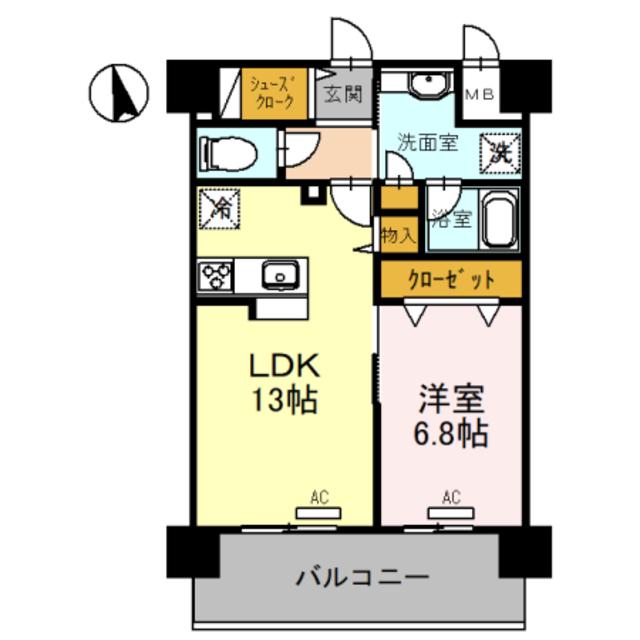 幸COURT森ノ宮(1LDK/1階)の間取り写真
