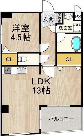 フェルザ今宮戎(1LDK/4階)の間取り写真