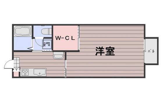 シャンティーブルー(1K/2階)の間取り写真