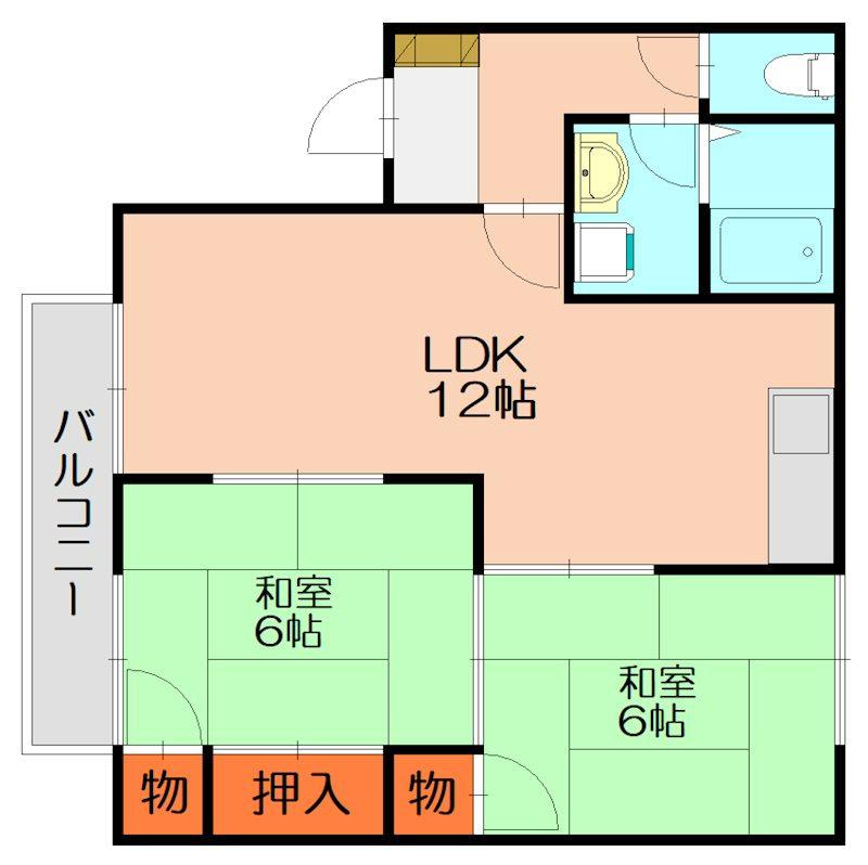 ボンセジュール・田代B(2LDK/2階)の間取り写真