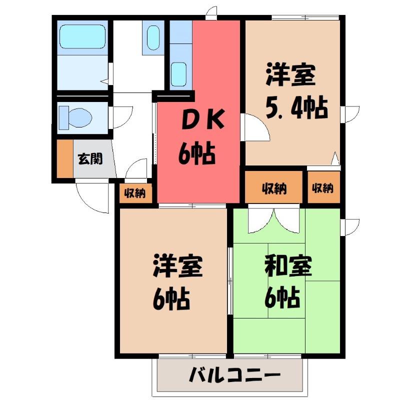 ジュネスコグレA(3DK/2階)の間取り写真