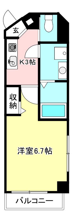 LE GRAND BLEU -グランブルー-(1K/4階)の間取り写真