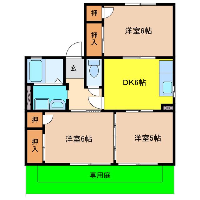 ドミール宮西(3DK/1階)の間取り写真