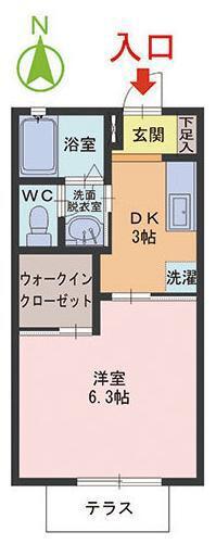 アザレアガーデン D棟(1DK/1階)の間取り写真