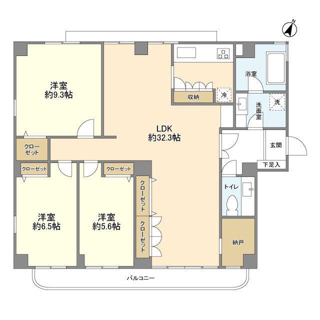 矢来町2階部分(3LDK/2階)の間取り写真