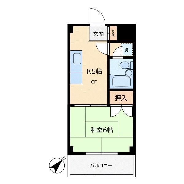 クレセントハウス(1K/2階)の間取り写真