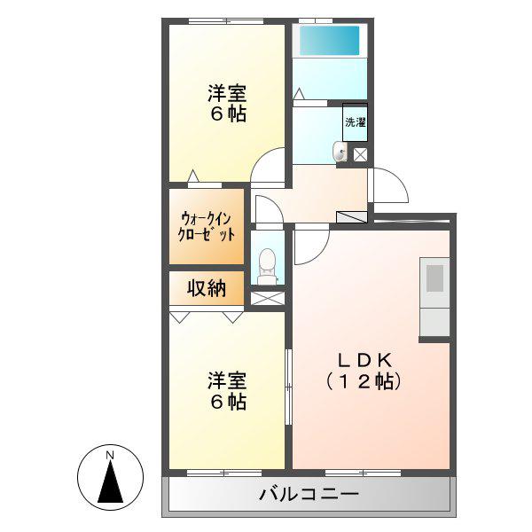 サントゥールA(2LDK/3階)の間取り写真