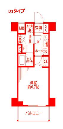 プレール・ドゥーク横濱子安(1K/2階)の間取り写真