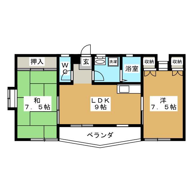 イーストパレス(2LDK/3階)の間取り写真