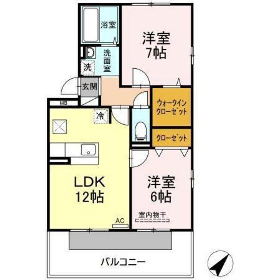ハイドゥ伴III(2LDK/1階)の間取り写真