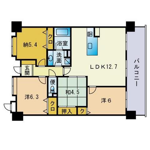 ルネッサンス21千早(3SLDK/5階)の間取り写真