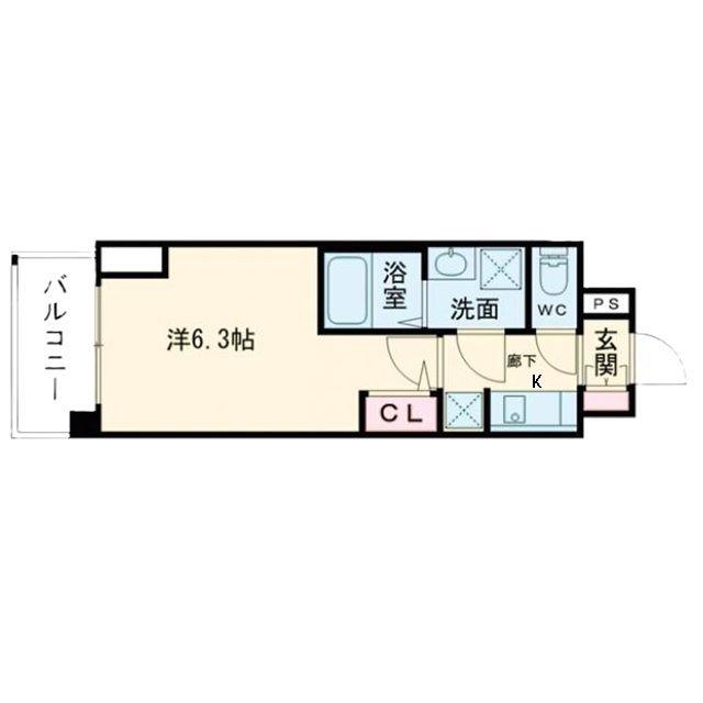 S-RESIDENCE福島玉川TRES(1K/5階)の間取り写真