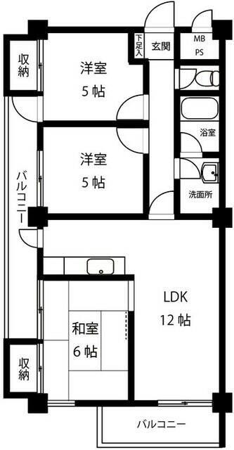 鷺沼シンセイマンション(3LDK/4階)の間取り写真
