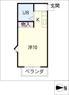 城海津ハイツII(ワンルーム/2階)の間取り写真