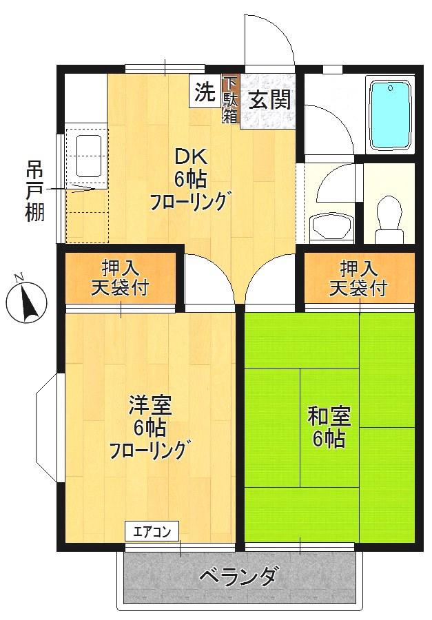 コーポサンライズ(2DK/2階)の間取り写真