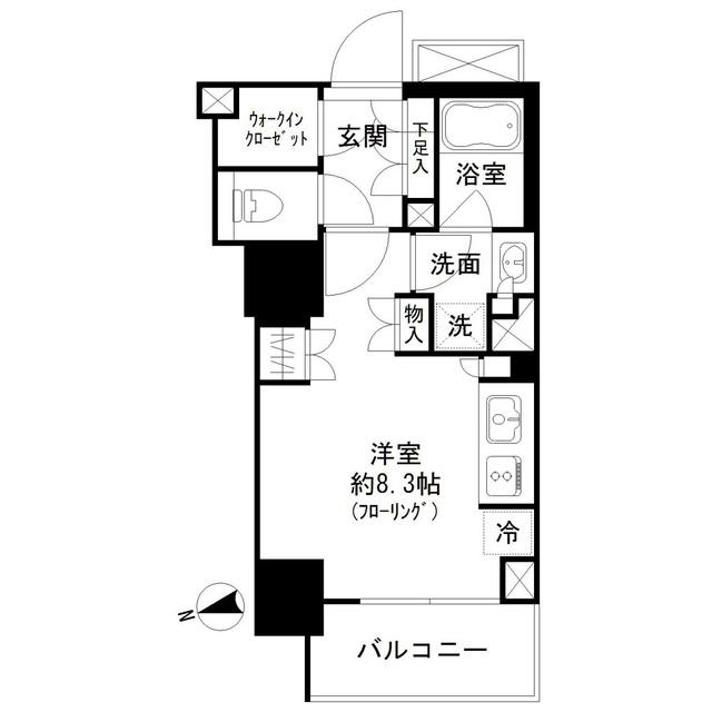 パークリュクス虎ノ門(ワンルーム/12階)の間取り写真