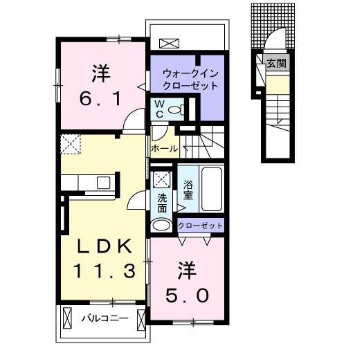 オルロージュ(2LDK/2階)の間取り写真