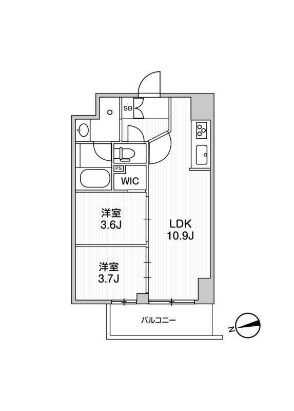 リテラス南千住サウス(2LDK/9階)の間取り写真