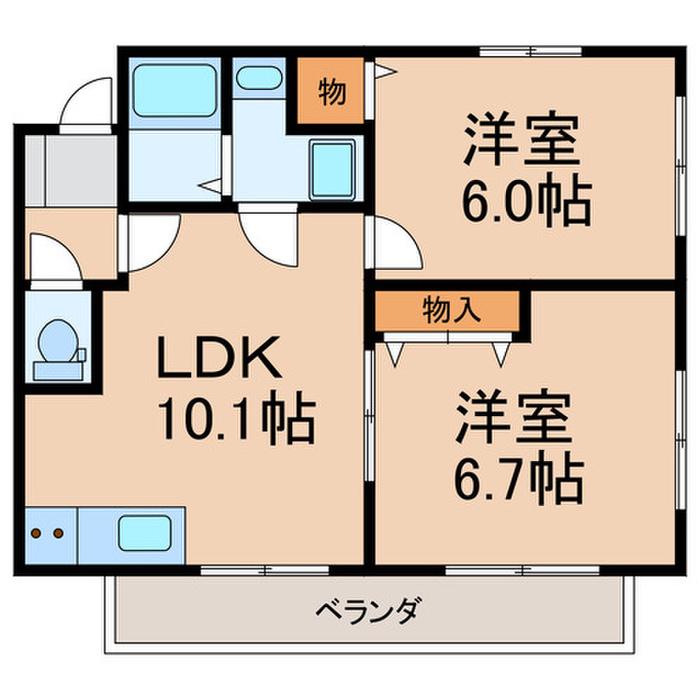グレイススクエアー(2LDK/2階)の間取り写真