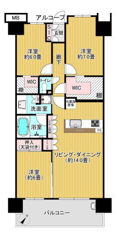 センティス(3LDK/18階)の間取り写真