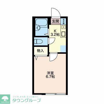 シオンハイツII(1K/1階)の間取り写真