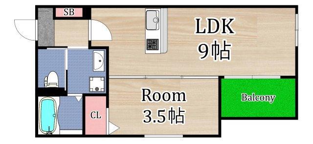 ROBOT HOME 滝井(1LDK/3階)の間取り写真