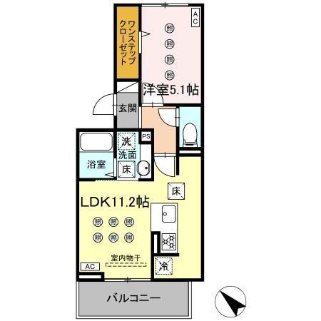 グランフォレ下南部(1LDK/1階)の間取り写真