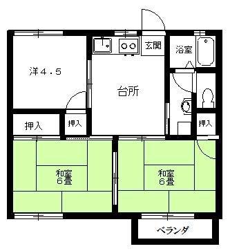 コーポかとう(3DK/2階)の間取り写真