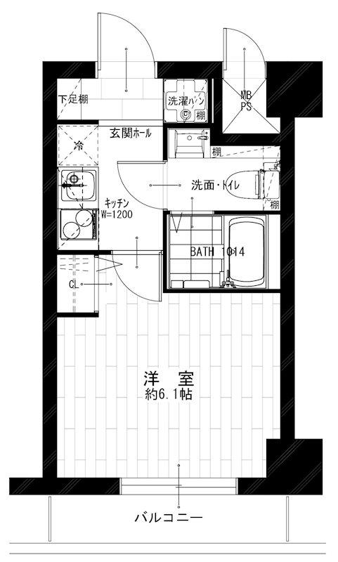 パルム長者町(1K/3階)の間取り写真