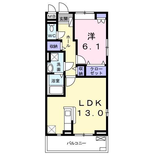 ディアレーヴ(1LDK/3階)の間取り写真