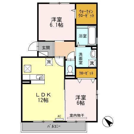 プレイスオウタケ(2LDK/1階)の間取り写真