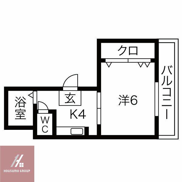 エルミタージュ(1K/4階)の間取り写真