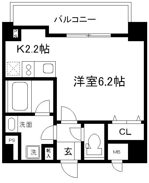 マリーベル京都堀川ウインドア(ワンルーム/8階)の間取り写真