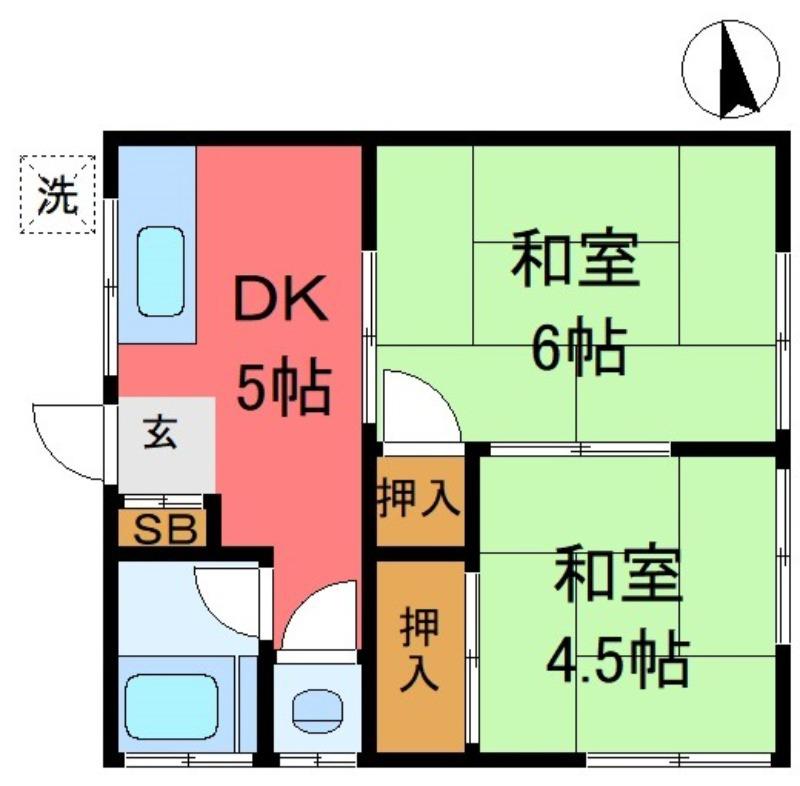 大内荘(2DK/2階)の間取り写真