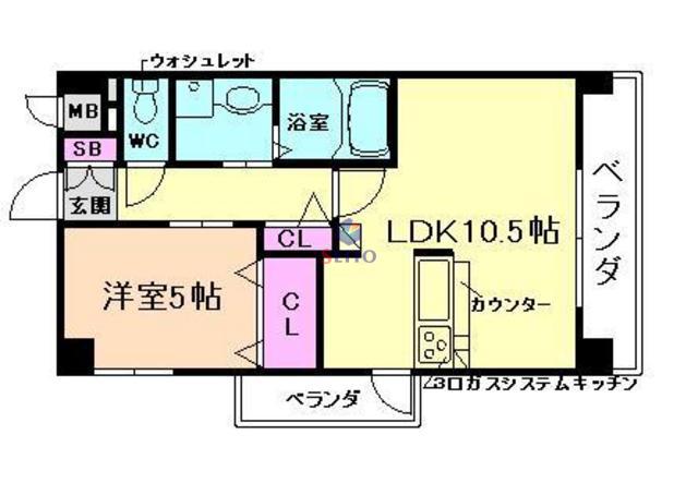 メ・ロッソ福島(1LDK/5階)の間取り写真