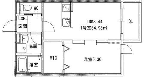 メゾンクレール壺川I(1LDK/3階)の間取り写真