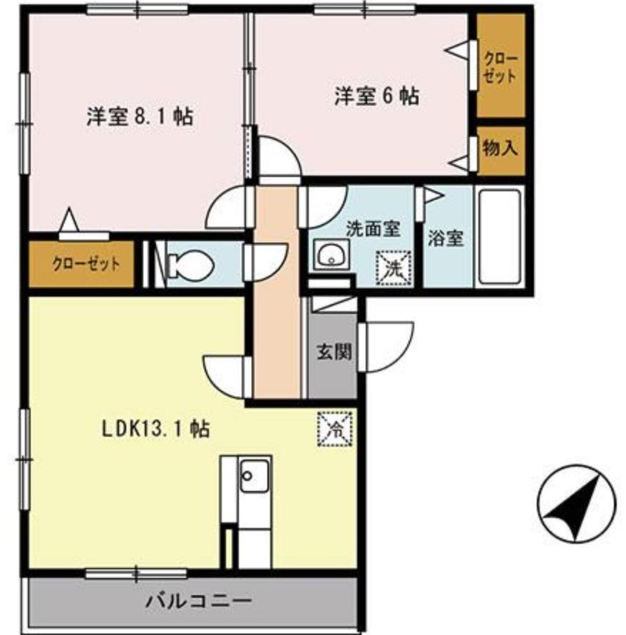 アーバンヒルズ(2LDK/2階)の間取り写真
