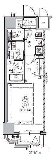 RELUXIA新御徒町(1K/12階)の間取り写真