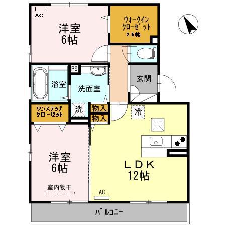 D-ROOMAKARI(2LDK/1階)の間取り写真