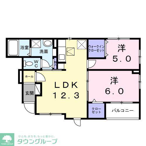 パーシモン(2LDK/1階)の間取り写真