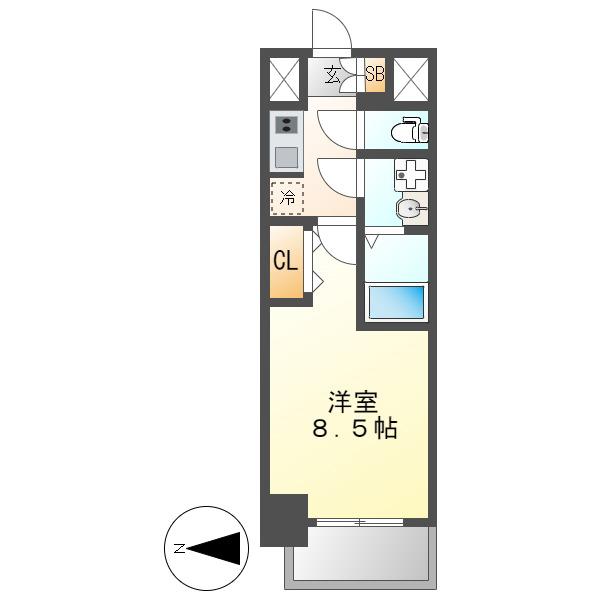 S-RESIDENCE金山ウエストエスレジデンス(1K/6階)の間取り写真