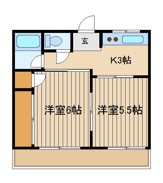 サンハイツ(2K/1階)の間取り写真
