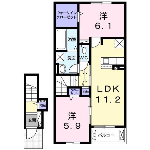サンパティークNAHO(2LDK/2階)の間取り写真