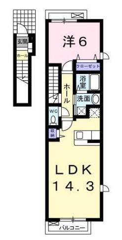 アルカディアV(1LDK/2階)の間取り写真